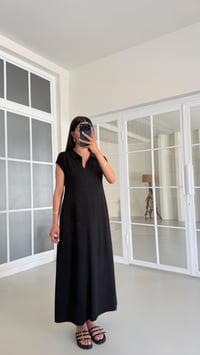 Siyah Polo Yaka Basic Modal Elbise GAUS-01542GAUSELBİSEGAUS-01542