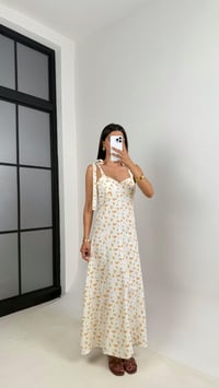 Beyaz Portakal Desenli Omuz Bağlamalı Astarlı Pinterest Keten Elbise Gaus00664GausELBİSEGU1002533