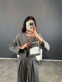 Ketrina Gri Tasarım Blazer Ceket İkili TakımGausTAKIMGU004368