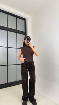 Acı Kahve Kemerli Desenli Kadife Premium Pantolon GAUS-00947GAUSPANTOLONGAUS-00947