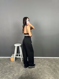 Fado Siyah Kumaş Palazzo PantolonGausPANTOLONGU008865