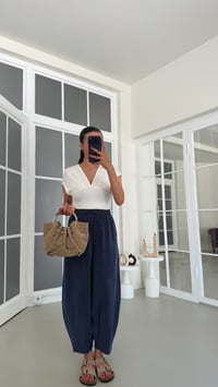 Lacivert MD Muadil Beli Lastikli Tencel Pantolon GAUS-01848GAUSPANTOLONGAUS-01848