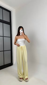 Sarı Beli Lastikli Çilek Kumaş Pantolon Gaus00571GausPANTOLONGU1002336