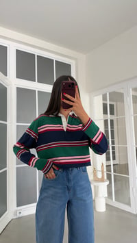 Çok Renkli Polo Yaka Şeritli Kazak GAUS-02222GAUSKAZAKGAUS-02222