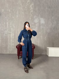 Setre Mavi Önden Fermuarlı Denim TulumGausTULUMGU10049