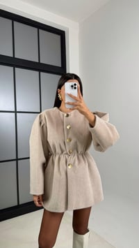 Taş Beli Lastikli Düğmeli Peluş Ceket GAUS-00182GAUS السترات  GAUS-00182