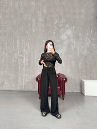 İvo Siyah Belden İpli Viskon Karışımlı PantolonGausPANTOLONGU100880