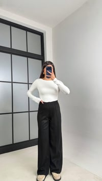 Siyah Beli Lastikli Dikiş Detaylı Triko Pantolon GAUS-00856GAUSPANTOLONGAUS-00856