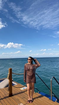 Kahve Muadil File Elbise PLJ GAUS-01579GAUSELBİSEGAUS-01579