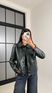 Haki Astarlı Cep Detaylı Deri Ceket GAUS-00339GAUS السترات  GAUS-00339