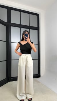 Krem Beli Lastikli Tencel Denim Pantolon GAUS-01474GAUSDENİM PANTOLONGAUS-01474