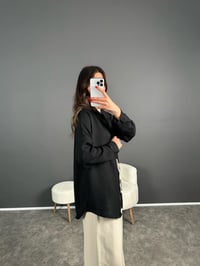Daria Siyah Keten Oversize GömlekGausGÖMLEKGU007109