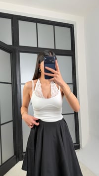 Ekru Dantel Detaylı Boyundan Bağlamalı Bluz GAUS-01418GAUSالبلوزات GAUS-01418