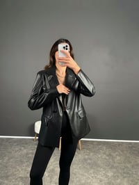 San Siyah Deri Blazer Ceket GausCEKETGU002681