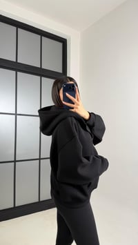 Siyah Kapüşonlu Şardonlu Hırka GAUS-00828GAUSCardiganGAUS-00828