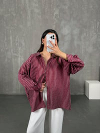 Bordo Çizgili Oversize Gömlek Gaus0004GausGÖMLEKGU100988