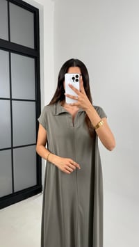 Haki MD Muadil Polo Yaka Cepli Basic Elbise Gaus00568GausELBİSEGU1002461