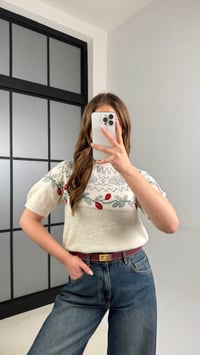 Gri Yumuşak Dokulu Desenli Kısa Kol Triko Kazak GAUS-01143GAUSKAZAKGAUS-01143