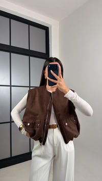 Kahve Beli Lastikli Astarlı Premium Süet Yelek GAUS-00637GAUSYELEKGAUS-00637