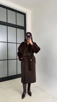 Kahve Astarlı Kuşaklı Premium Peluş Kaban GAUS-00565GAUSKABANGAUS-00565