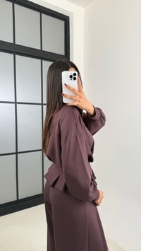 Acı Kahve Kemer Detaylı Hırka Beli Lastikli Geniş Paça Pantolon Modal Takım GAUS-00188GAUSSuitsGAUS-00188