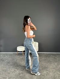 Premium Beyaz Jean Şerit Detaylı Pantolon GausPANTOLONGU004016