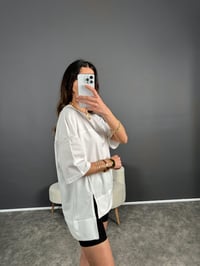 Luni Beyaz Tasarım Oversize Tshirt GausTSHIRTGU004679