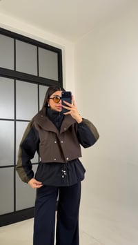 Acı Kahve Beli Lastikli Paraşüt Detaylı Ceket Pantolon Takım GAUS-01077GAUSTAKIMGAUS-01077