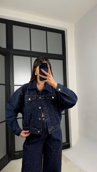 Lacivert Premium Taşlı Denim İkili Takım GAUS-01191GAUSTAKIMGAUS-01191