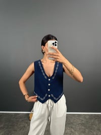 Olist Lacivert Nakışlı Astarlı Yelek GausYELEKGU008419