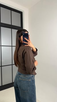 Acı Kahve Asimetrik Kesim Poplin Gömlek GAUS-00623GAUSGÖMLEKGAUS-00623