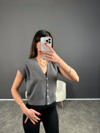 Gri Omuz Katlamalı YelekGausYELEKGU004363