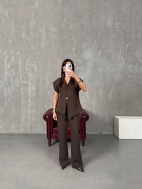 Jasmin Acı Kahve Premium Asimetrik Yelekli TakımGausTAKIMGU100343