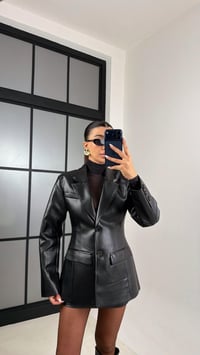 Siyah Astarlı Vatkalı Blazer Ceket Etek Premium Deri Takım GAUS-00657GAUSTAKIMGAUS-00657