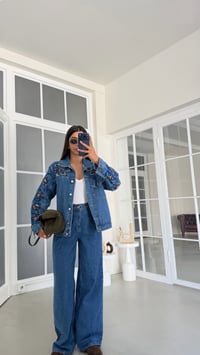 Mavi Nakışlı Cep Detaylı Tasarım Denim Takım GAUS-02117GAUSTAKIMGAUS-02117