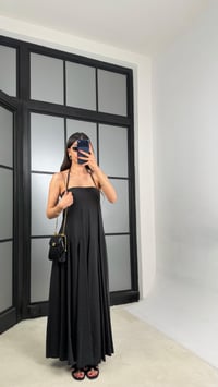 Siyah Boyundan Bağlamalı Tencel Elbise GAUS-01516GAUSELBİSEGAUS-01516