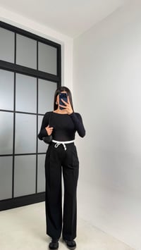 Siyah Çift Bel Detaylı ZR Model Pantolon GAUS-00832GAUSPANTOLONGAUS-00832