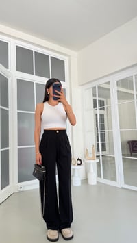 Siyah Gold Düğmeli Tencel Pantolon GAUS-01844GAUSPantsGAUS-01844