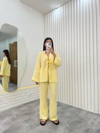 Sarı Önü Bağlamalı Beli Lastikli Müslin Kumaş Takım Gaus00282GausTAKIMGU1001657