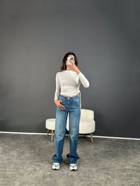 Poe Mavi Kesik Paça Straight Leg JeanGausDENİM PANTOLONGU002967