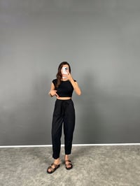 Rian Siyah Beli Lastikli Cepli Gabardin PantolonGausPANTOLONGU008746