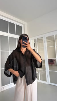 Siyah Kısa Kollu Transparan Gömlek GAUS-01699GAUS القمصان GAUS-01699