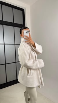 Taş Asimetrik Düğmeli Astarlı Kuşaklı Kaşe Ceket GAUS-00474GAUSCEKETGAUS-00474