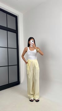 Sarı Yan Bağlamalı Tasarım Tencel Pantolon Gaus00500GausPANTOLONGU1002171