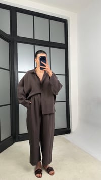 Acı Kahve Gömlek Beli Lastikli Pantolon Premium Tencel Kumaş Takım GAUS-01525GAUSSuitsGAUS-01525