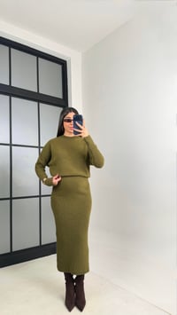 Yeşil Maxi Boy Triko Elbise GAUS-01083GAUSDressesGAUS-01083