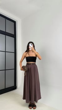 Kahve Cep Detaylı Basic Tencel Etek GAUS-0045GAUSETEKGAUS-0045