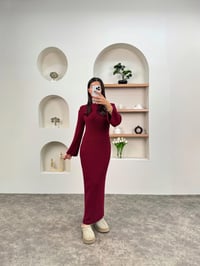 Dale Bordo Bisiklet Yaka Triko Tasarım ElbiseGausELBİSEGU00903561