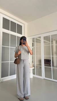 Gri Bluz Beli Lastikli Pantolon İkili Basic Takım GAUS-01712GAUSTAKIMGAUS-01712