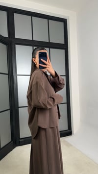 Kahve Gömlek Elbise Oversize İkili Tencel Takım GAUS-01423GAUSTAKIMGAUS-01423